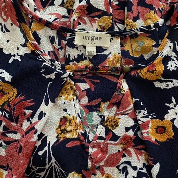 Umgee USA Floral Keyhole Mini Sleeveless Tunic Dress Size Large - Picture 7 of 9